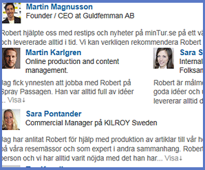 Rekommendationer, referenser och beröm